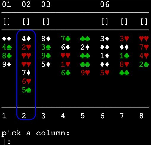 Moving the selected stack